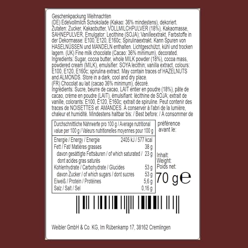 Konfiserie Weibler Schokolade - Christliche Motive - Geschenkschokolade Weihnachten - 7 Stück - 70g